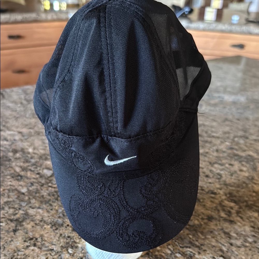 Nike Black Cap with Embroidered Swirl